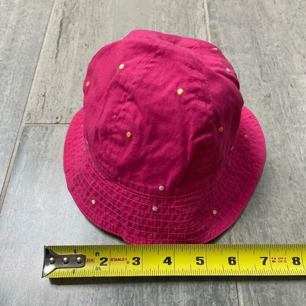 Gymboree Cotton Bucket Sun Hat Embroidered Polka Dots Bow Pink Size 6-18 months